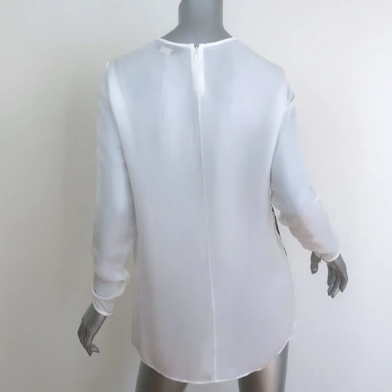 Blouse à motif floral Stella McCartney Blanc/Gris Soie Taille 38 Manches Longues