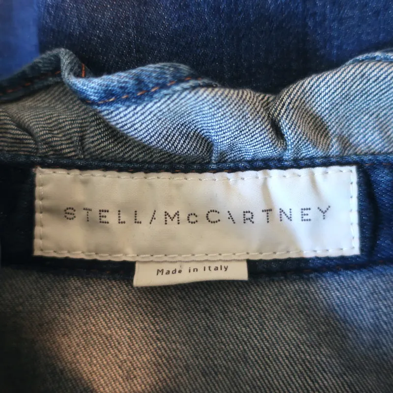 Stella McCartney Chemise en Denim à Volants et Dentelle Bleu Indigo Taille 36 Haut à Manches Longues