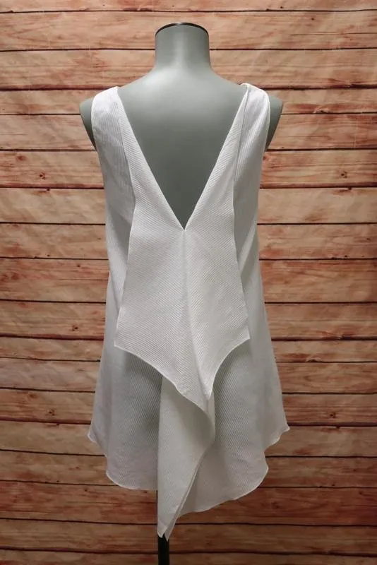 Haut Stella McCartney Blanc en Coton-Soie Rayé Transparent Taille 36 Décolleté en V Volanté