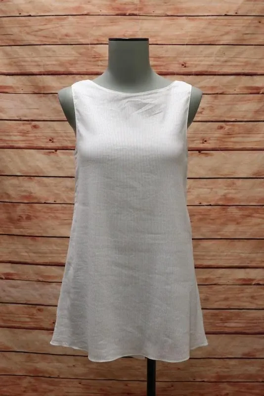 Haut Stella McCartney Blanc en Coton-Soie Rayé Transparent Taille 36 Décolleté en V Volanté