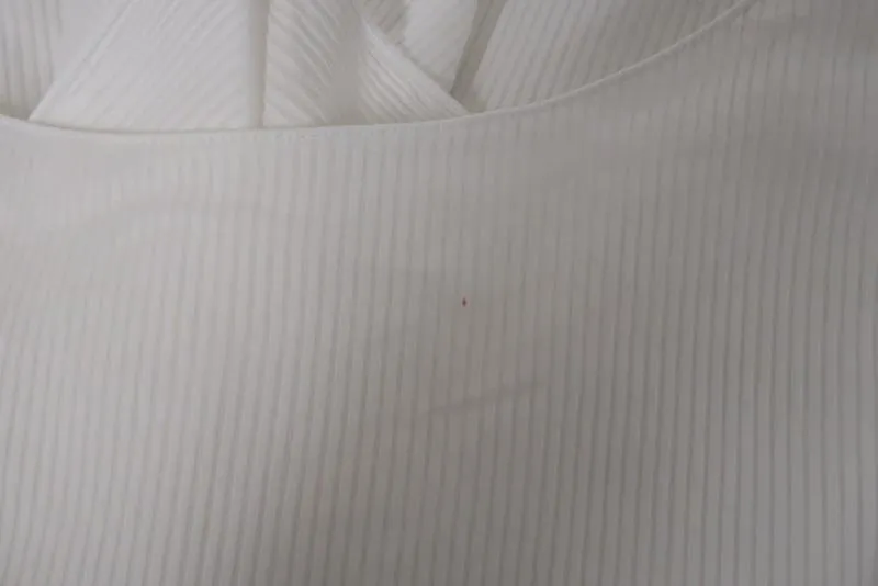 Haut Stella McCartney Blanc en Coton-Soie Rayé Transparent Taille 36 Décolleté en V Volanté