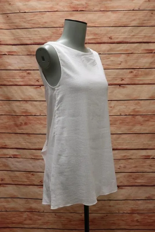 Haut Stella McCartney Blanc en Coton-Soie Rayé Transparent Taille 36 Décolleté en V Volanté