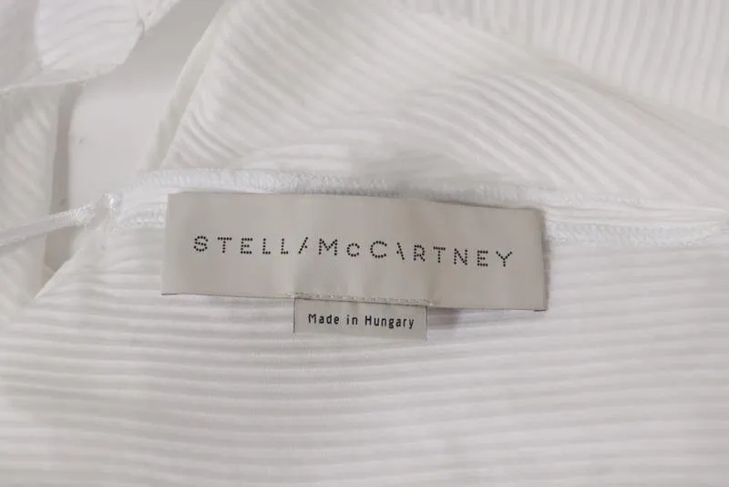 Haut Stella McCartney Blanc en Coton-Soie Rayé Transparent Taille 36 Décolleté en V Volanté