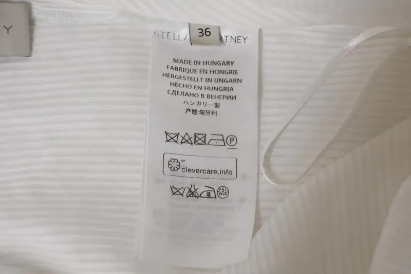 Haut Stella McCartney Blanc en Coton-Soie Rayé Transparent Taille 36 Décolleté en V Volanté