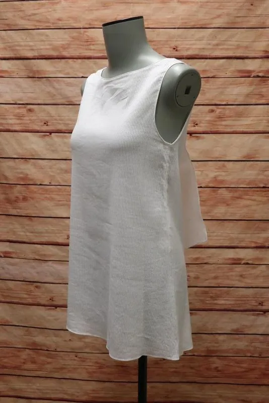 Haut Stella McCartney Blanc en Coton-Soie Rayé Transparent Taille 36 Décolleté en V Volanté