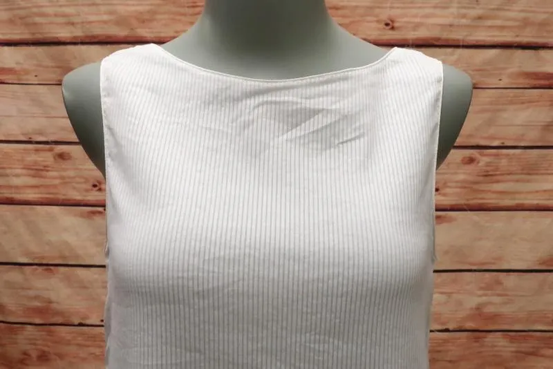 Haut Stella McCartney Blanc en Coton-Soie Rayé Transparent Taille 36 Décolleté en V Volanté