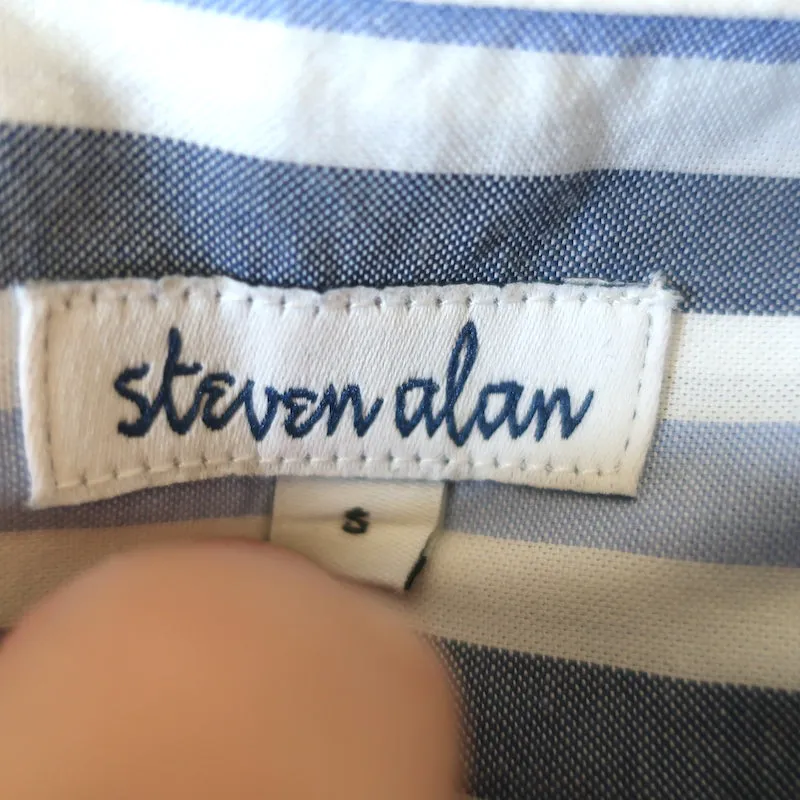 Chemise à carreaux Steven Alan Bleu/Blanc Taille Petite Manches Longues Haut