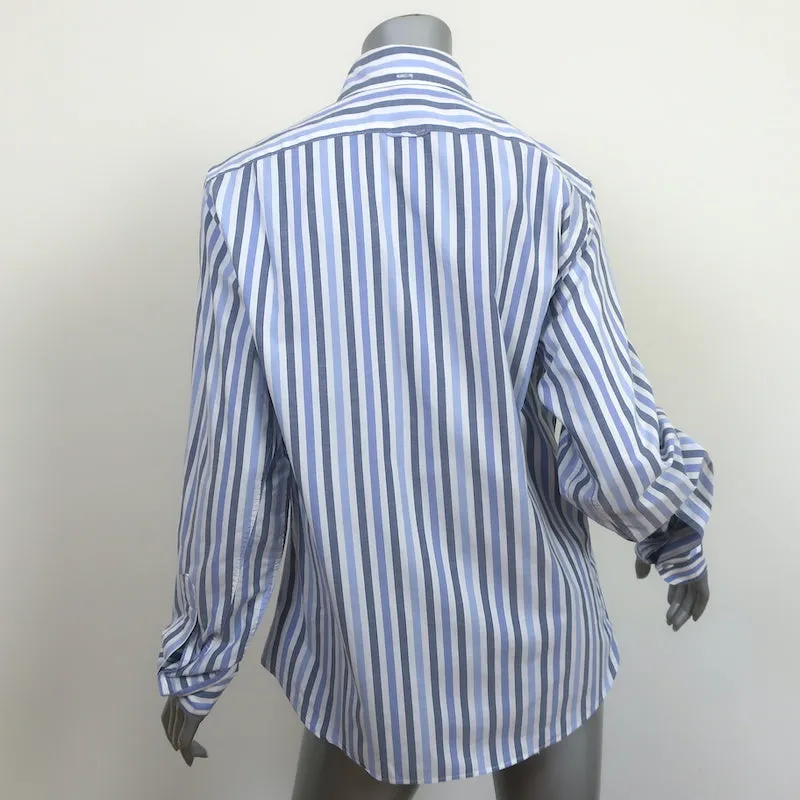 Chemise à carreaux Steven Alan Bleu/Blanc Taille Petite Manches Longues Haut