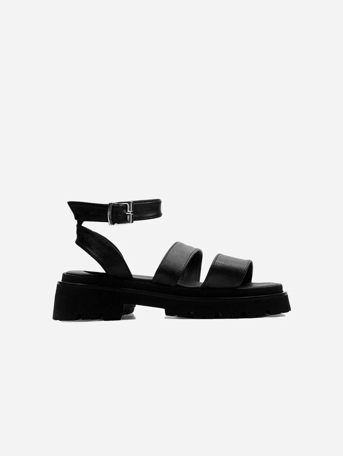 Sandales en cuir de cactus Desserto® à lanières | Noir
