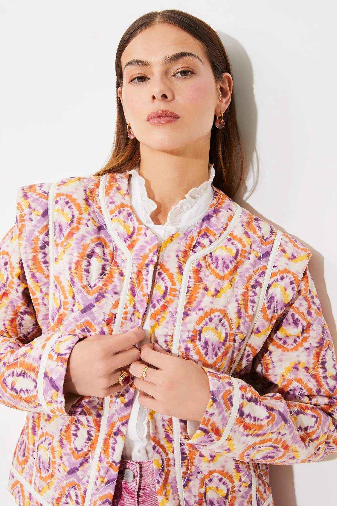 Veste rétro imprimée Suncoo Devon Corail/Violet
