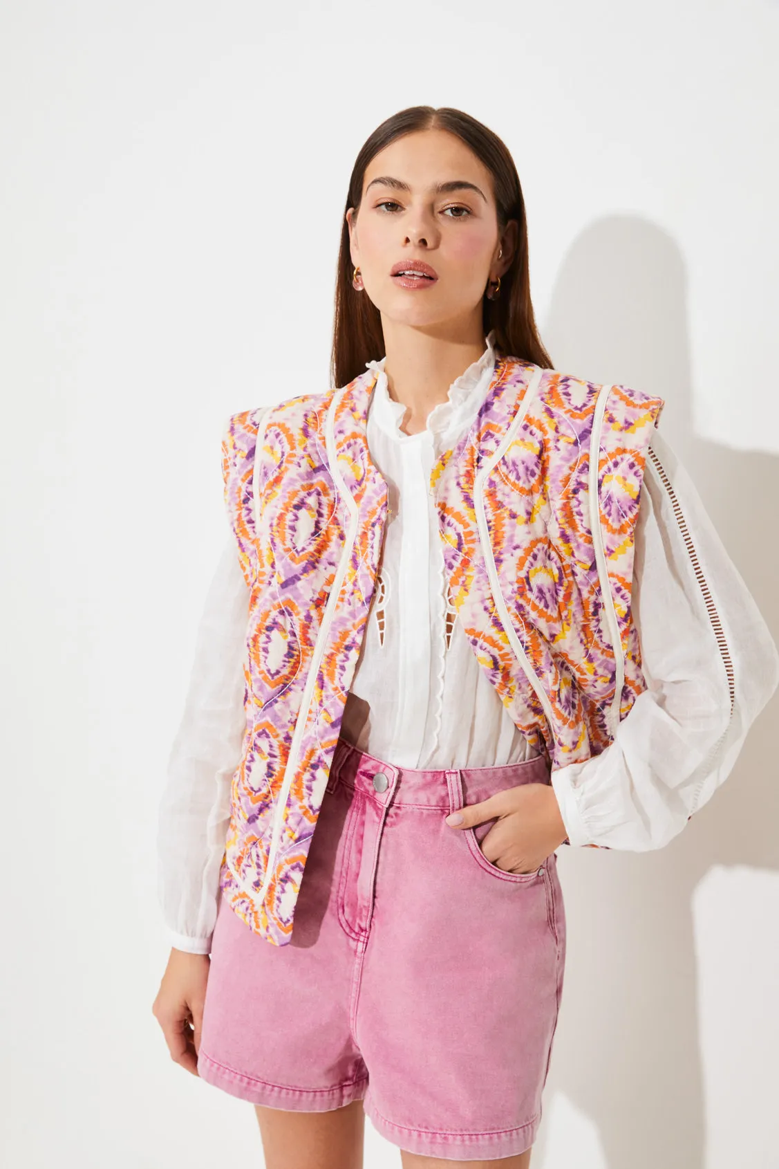 Veste rétro imprimée Suncoo Devon Corail/Violet