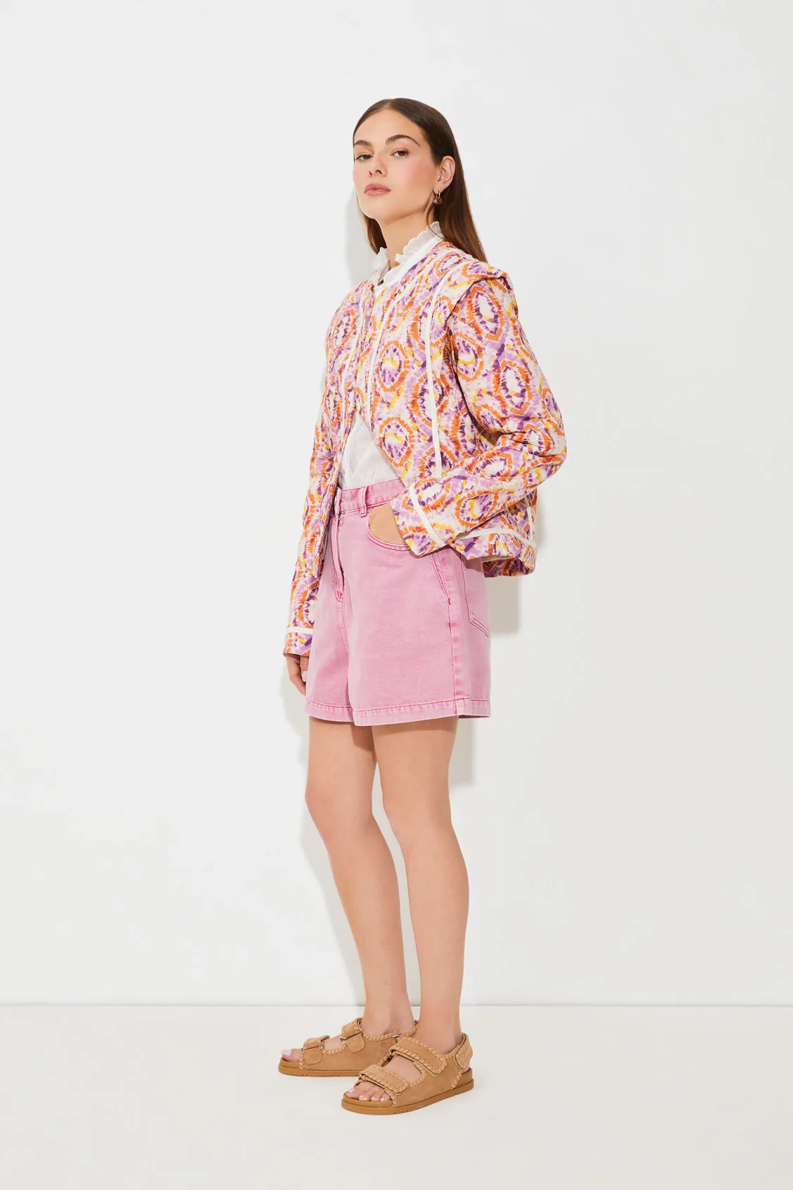 Veste rétro imprimée Suncoo Devon Corail/Violet