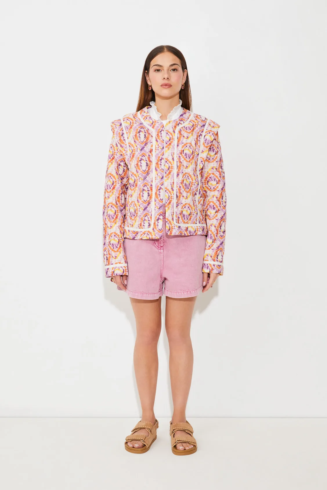 Veste rétro imprimée Suncoo Devon Corail/Violet