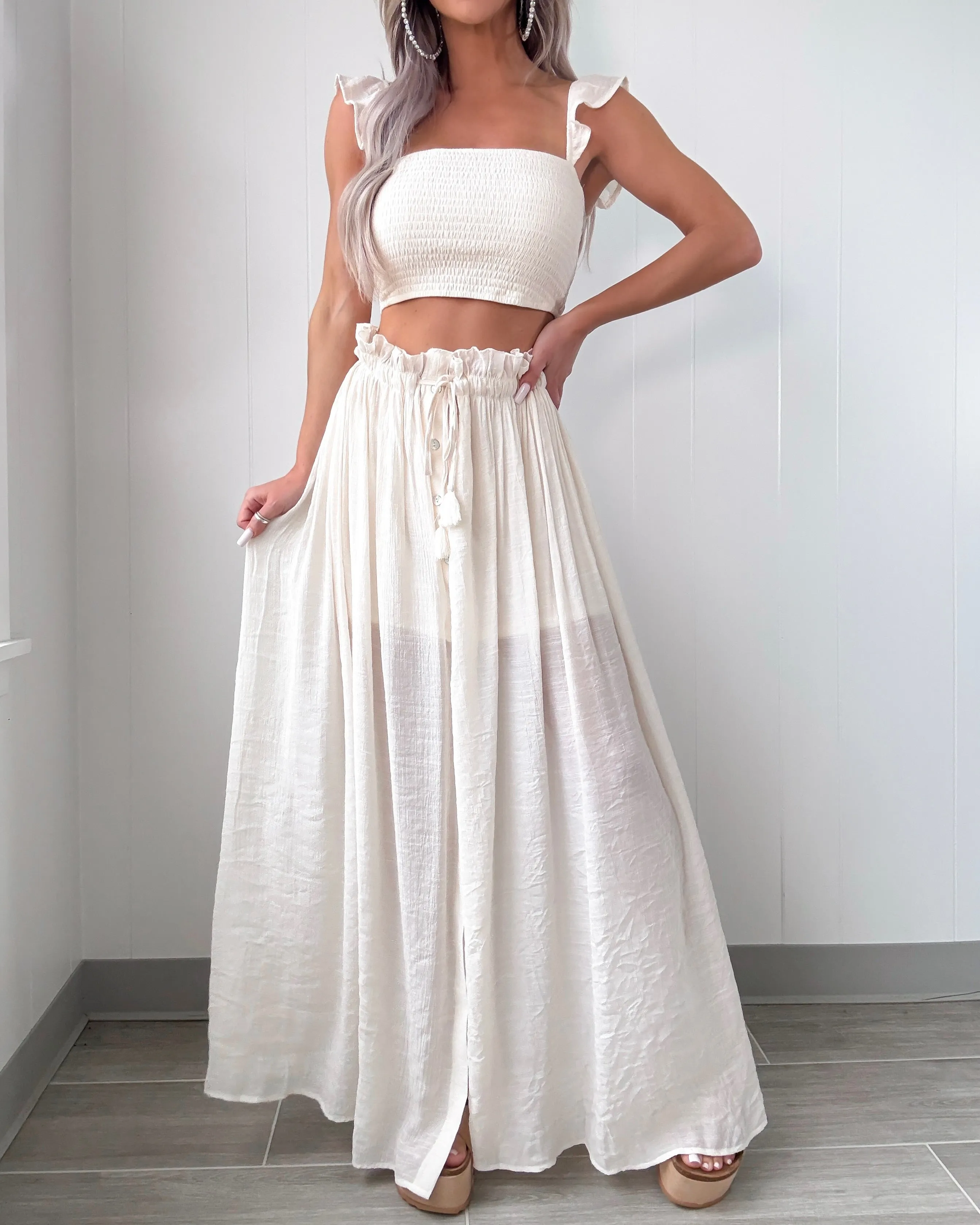 Ensemble Jupe Bouton Duo Doux - Vanille