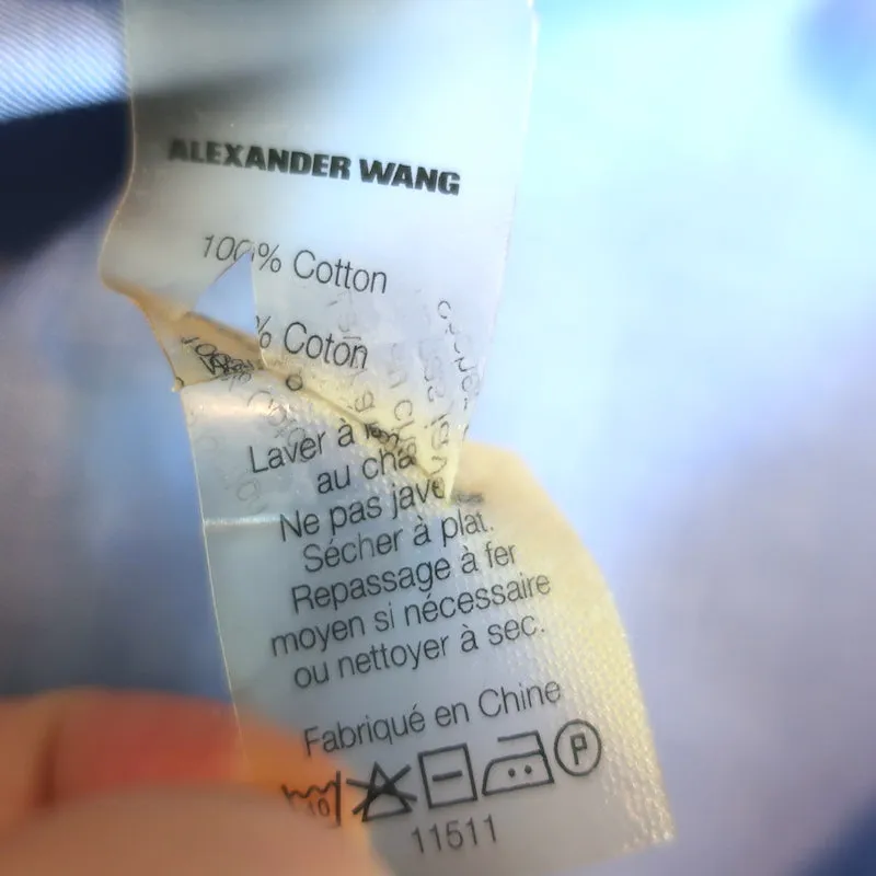 T par Alexander Wang Chemise à boutons brodée avec logo en coton bleu taille S