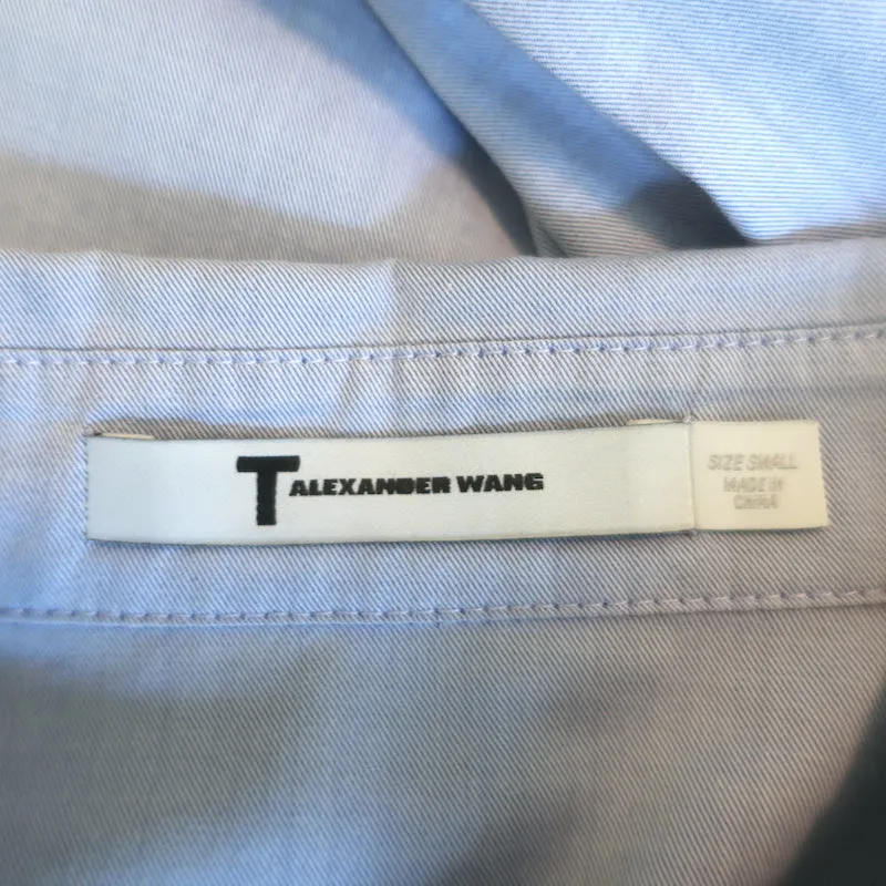 T par Alexander Wang Chemise à boutons brodée avec logo en coton bleu taille S