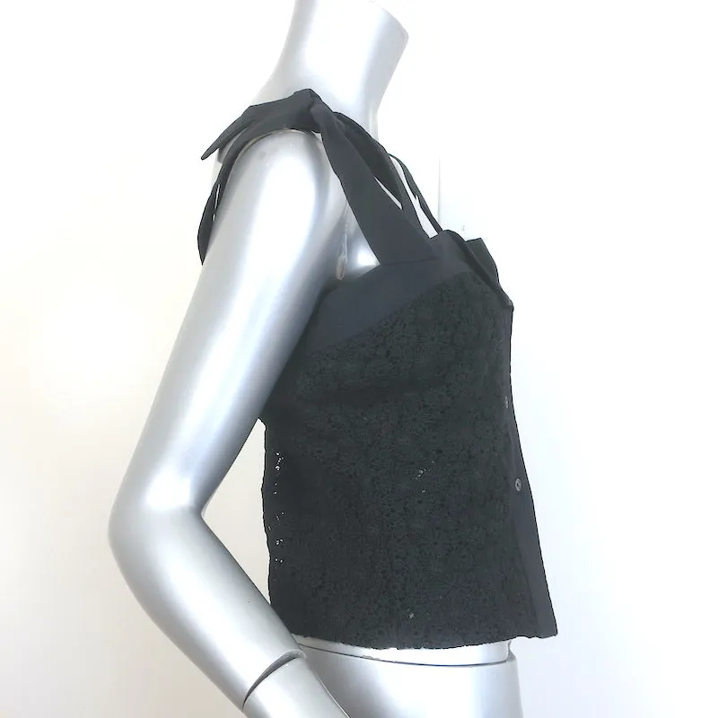 Tanya Taylor Zina Haut à Bretelles avec Attaches Noires en Dentelle Taille 6 NEUF