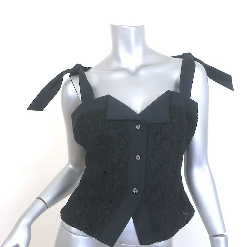 Tanya Taylor Zina Haut à Bretelles avec Attaches Noires en Dentelle Taille 6 NEUF