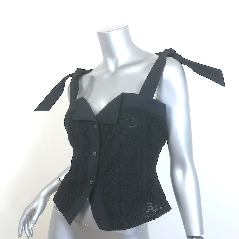 Tanya Taylor Zina Haut à Bretelles avec Attaches Noires en Dentelle Taille 6 NEUF