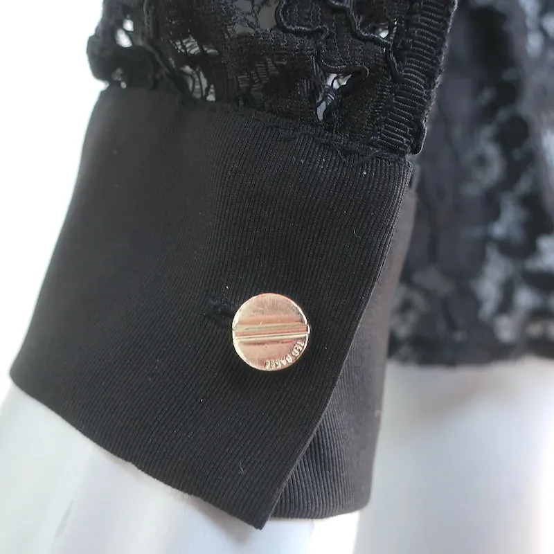 Chemise Ted Baker à boutons et dentelle noire Taille 2 Manches longues