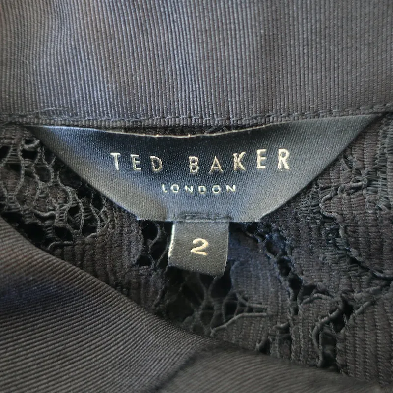 Chemise Ted Baker à boutons et dentelle noire Taille 2 Manches longues