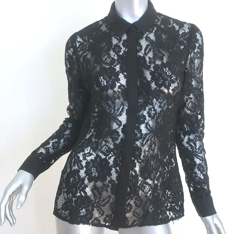 Chemise Ted Baker à boutons et dentelle noire Taille 2 Manches longues