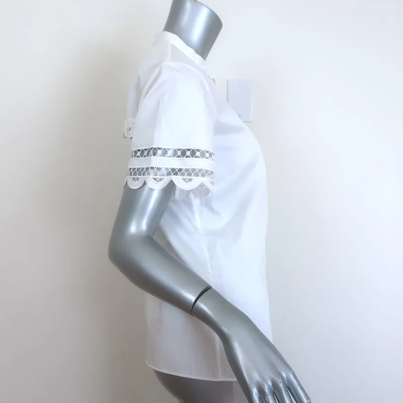 Chemise boutonnée à broderie de dentelle Temperley - Blanc Coton Taille US 6 Manches courtes Haut