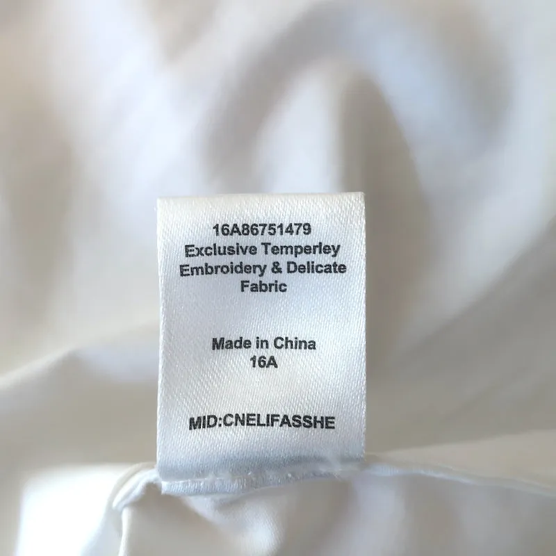 Chemise boutonnée à broderie de dentelle Temperley - Blanc Coton Taille US 6 Manches courtes Haut