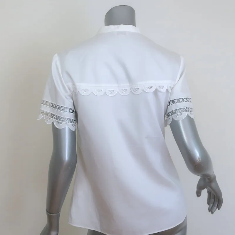Chemise boutonnée à broderie de dentelle Temperley - Blanc Coton Taille US 6 Manches courtes Haut