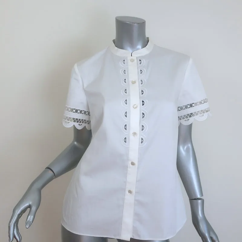 Chemise boutonnée à broderie de dentelle Temperley - Blanc Coton Taille US 6 Manches courtes Haut