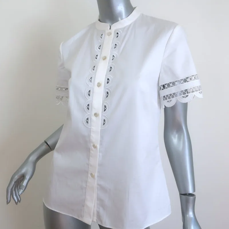 Chemise boutonnée à broderie de dentelle Temperley - Blanc Coton Taille US 6 Manches courtes Haut