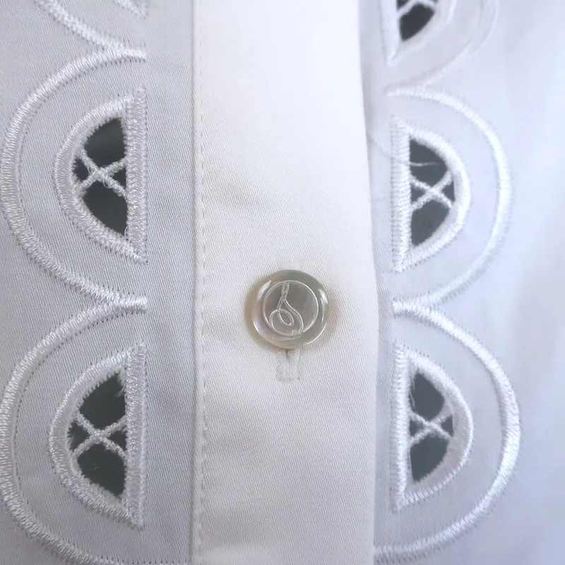 Chemise boutonnée à broderie de dentelle Temperley - Blanc Coton Taille US 6 Manches courtes Haut
