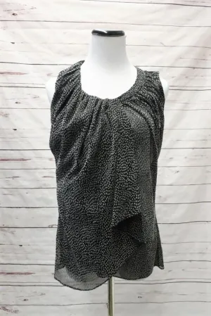 Thakoon Top Black/Gray Dot Print Chiffon Size 2 Sleeveless Blouse