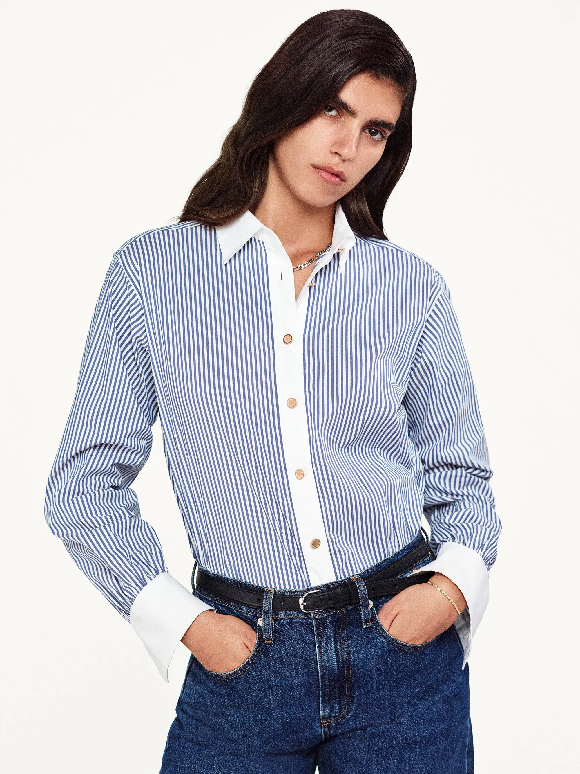 La Chemise Empruntée - Chambray foncé multicolore
