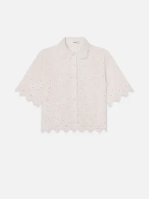 The Deco Eyelet Top -- White
