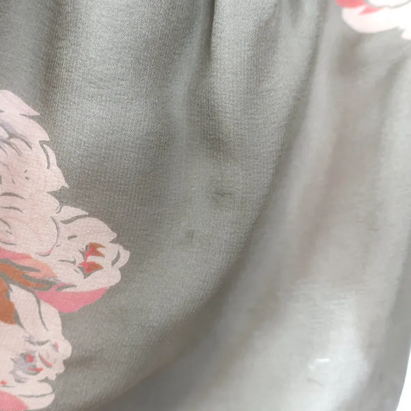 LA MAGNIFIQUE Blouse Peplum Taupe Imprimé Floral en Soie Taille 0