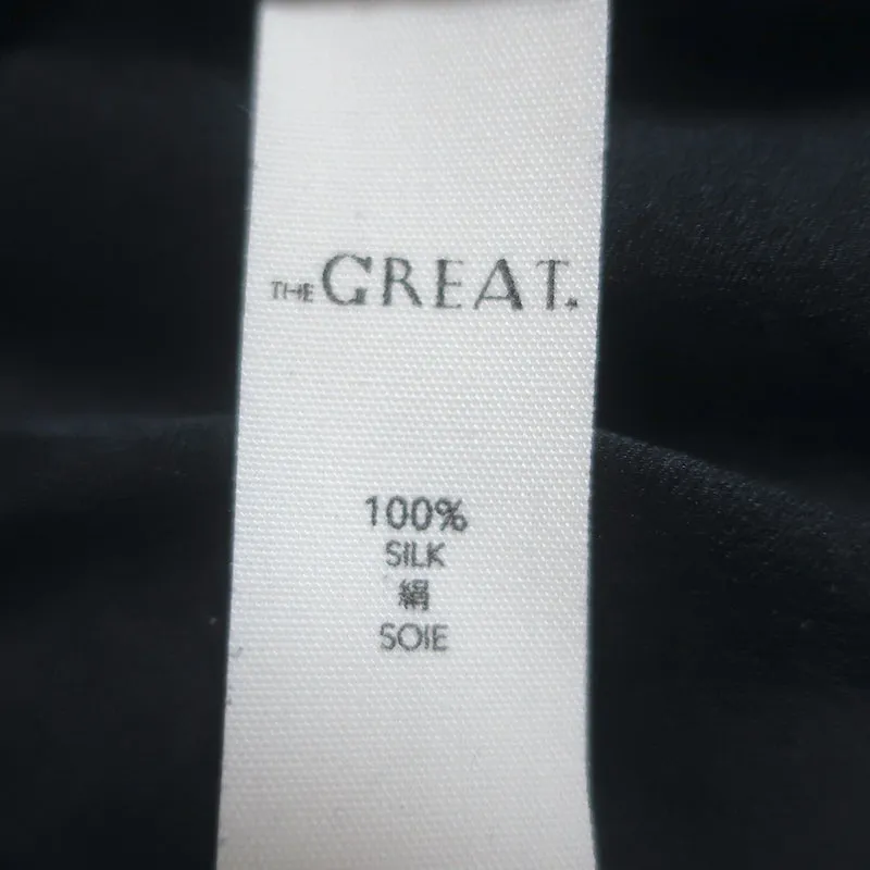 LE SUPERBE Débardeur à Ourlet Volanté Soie Noire Taille 2 Blouse sans Manches Col en V