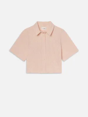 The Seersucker Cropped Shirt -- Azalea Multi