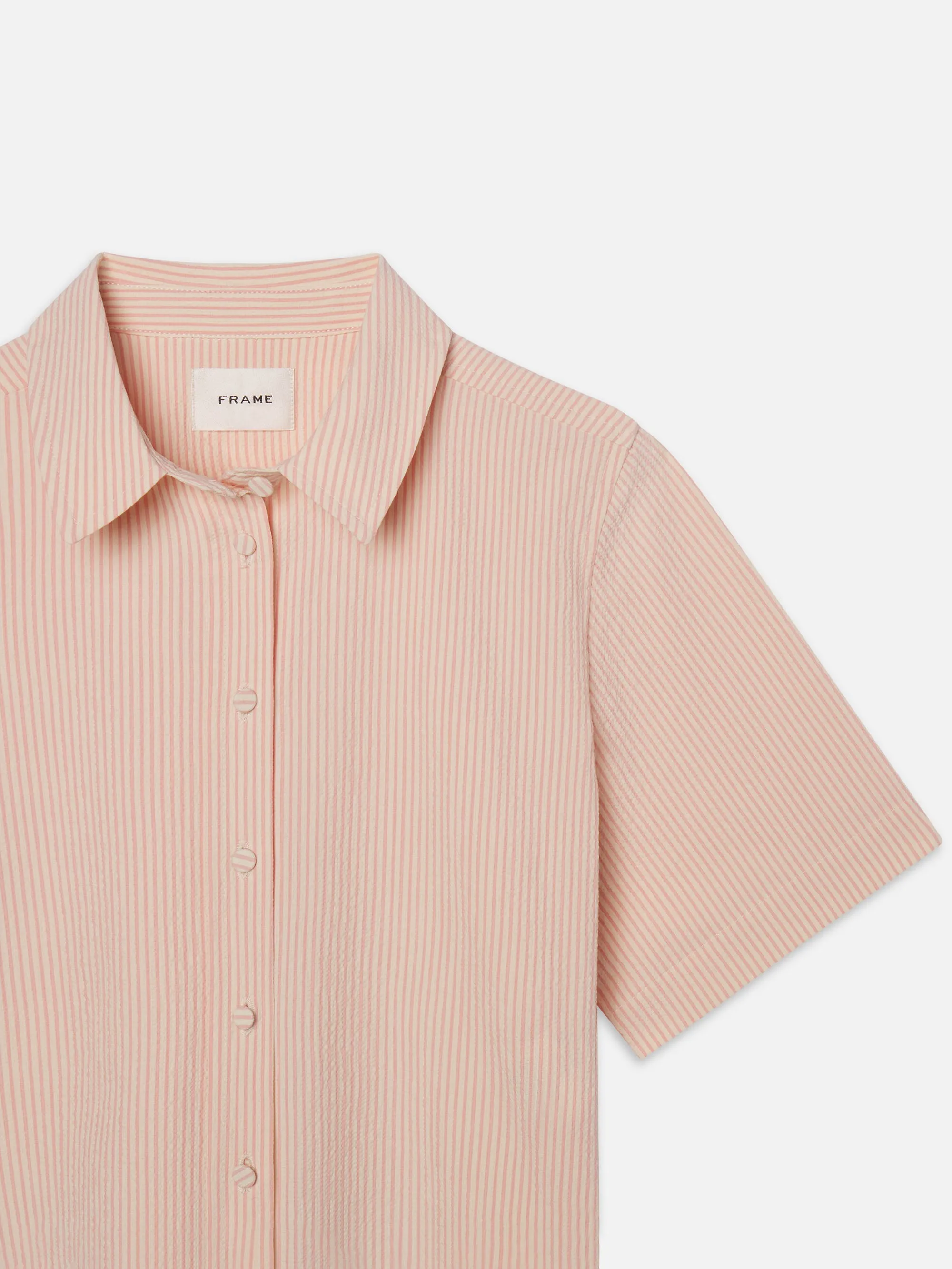 La Chemise Courte Seersucker -- Azalée Multicolore