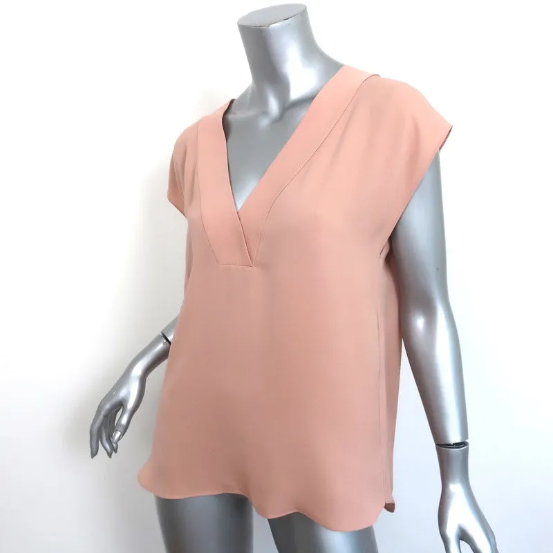Blouse Theory Orwin Rose Pâle en Georgette de Soie Taille Petite Manches Courtes Haut NEUF