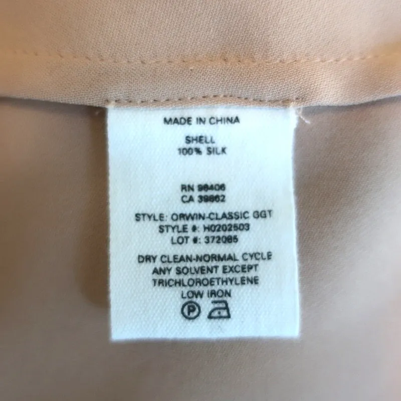 Blouse Theory Orwin Rose Pâle en Georgette de Soie Taille Petite Manches Courtes Haut NEUF