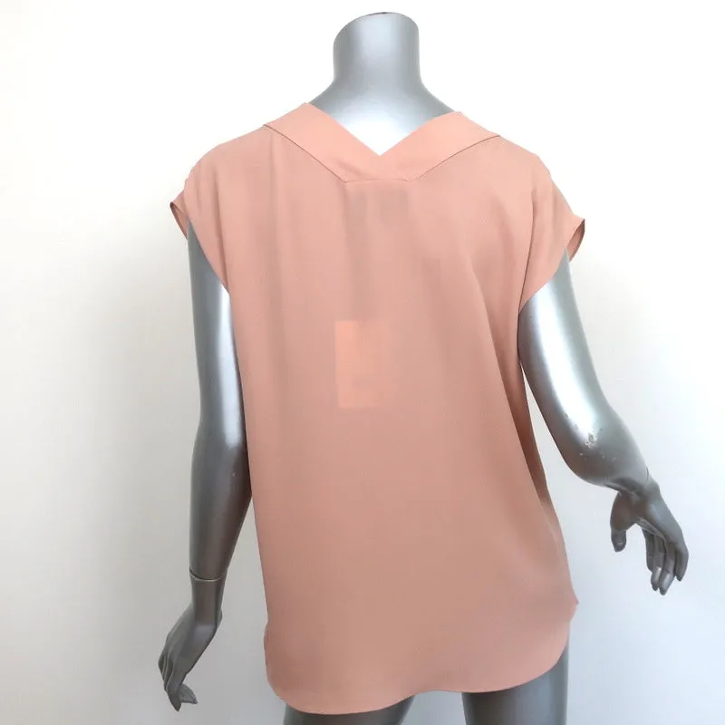 Blouse Theory Orwin Rose Pâle en Georgette de Soie Taille Petite Manches Courtes Haut NEUF