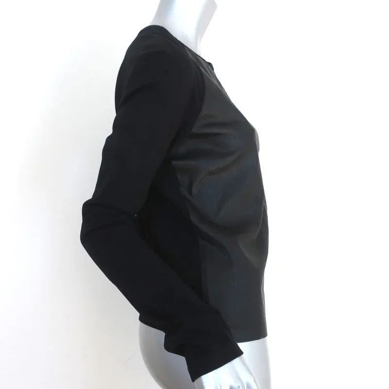 Theory Bristol Haut en cuir Raglan Noir Maille extensible Taille Grande Manches longues
