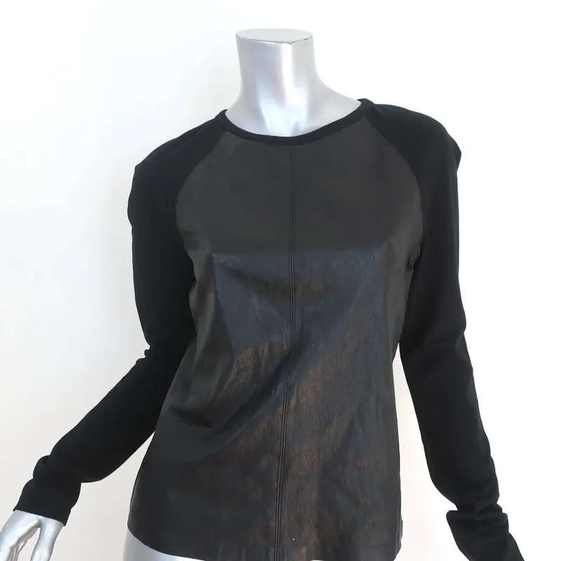 Theory Bristol Haut en cuir Raglan Noir Maille extensible Taille Grande Manches longues
