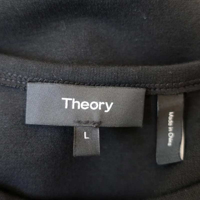Theory Bristol Haut en cuir Raglan Noir Maille extensible Taille Grande Manches longues
