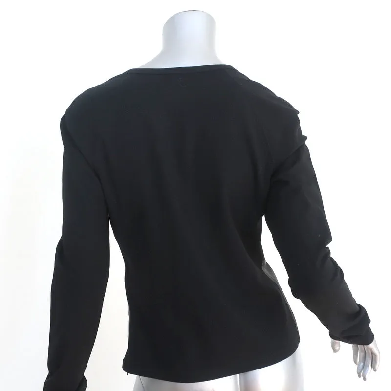 Theory Bristol Haut en cuir Raglan Noir Maille extensible Taille Grande Manches longues