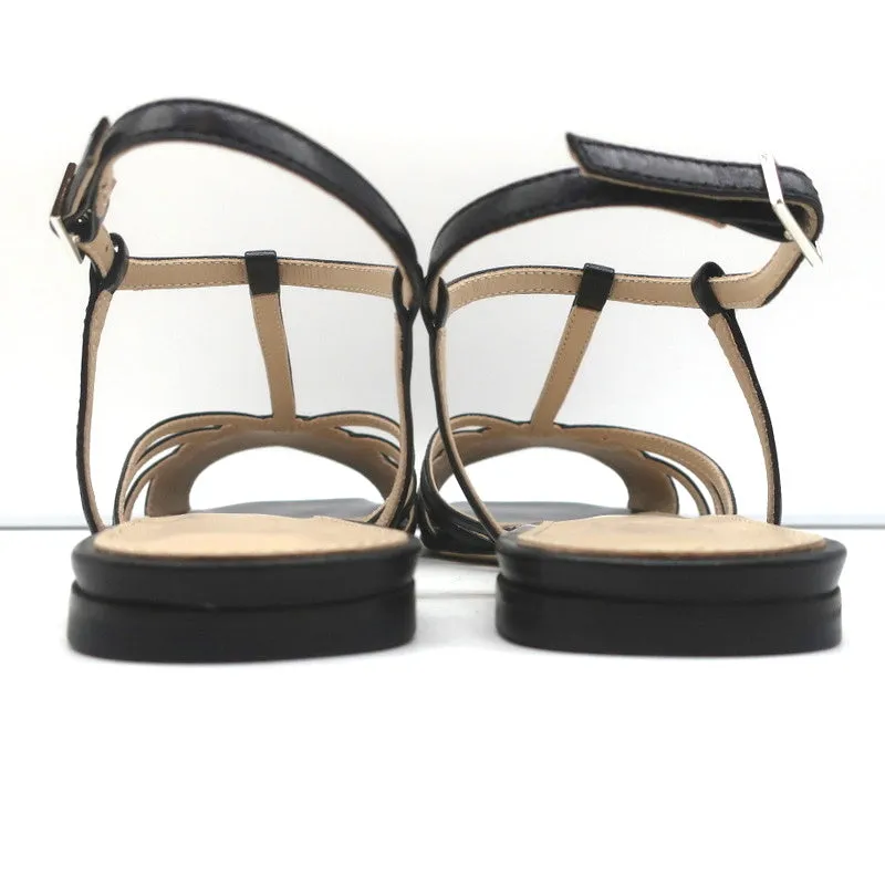 Sandales à bride Theory V en cuir noir taille 38.5 Escarpins à bride arrière NEUF