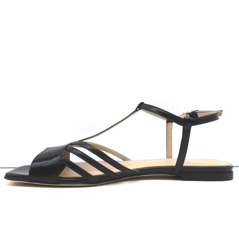 Sandales à bride Theory V en cuir noir taille 38.5 Escarpins à bride arrière NEUF
