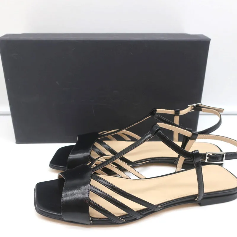 Sandales à bride Theory V en cuir noir taille 38.5 Escarpins à bride arrière NEUF
