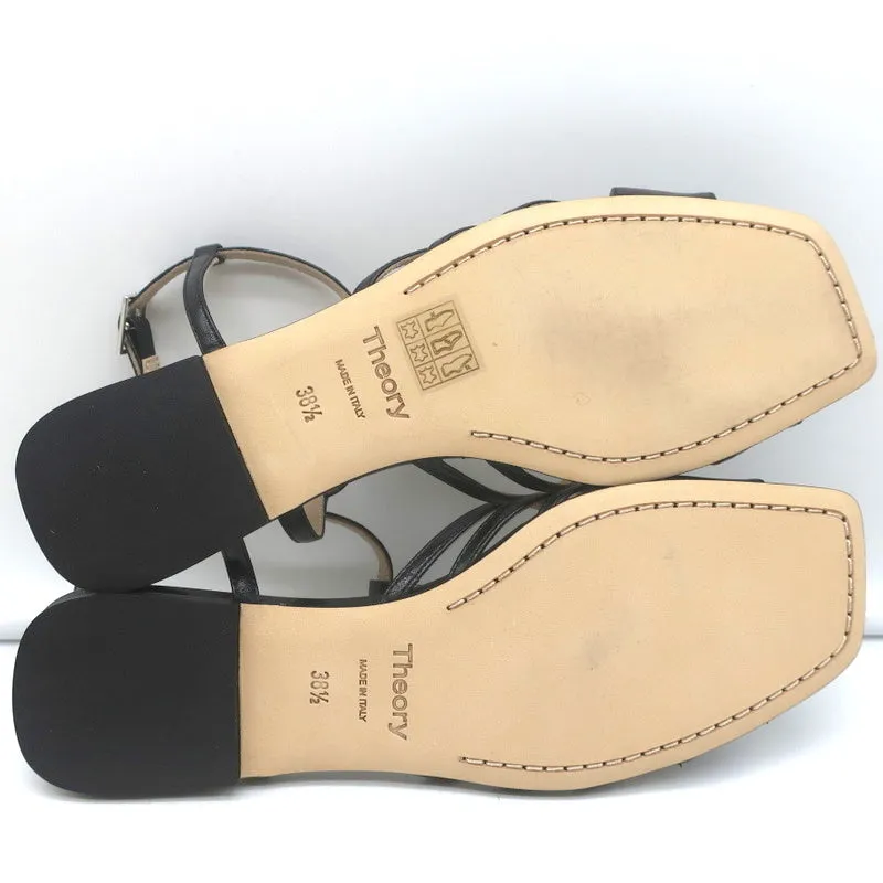 Sandales à bride Theory V en cuir noir taille 38.5 Escarpins à bride arrière NEUF
